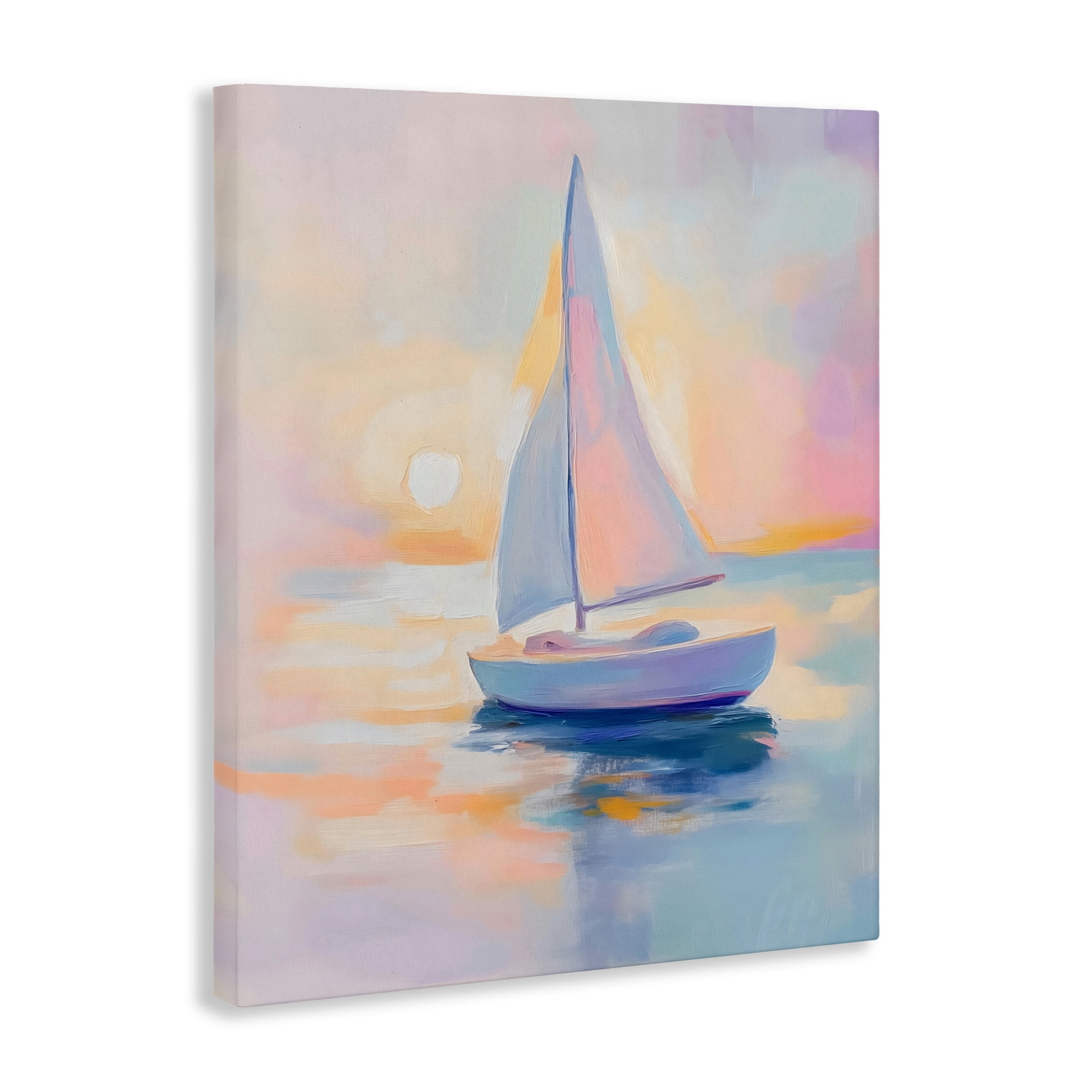 Stupell Industries Pastel Sailboat Toward Pink Horizon Canvas Wall Art, design by The Prints Vibe