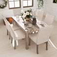 thumbnail image 3 of 7 Pieces Wooden Dining Table Set Rustic Rectangle Table and Upholstered Chair for Kitchen, Restaurant-Fortmok, 3 of 7