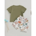thumbnail image 5 of nvzhuang Infant Boy Summer Clothes Suits Letter Print Short Sleeve Crew Neck T-Shirts and Dinosaur Print Shorts 2Pcs Set, 5 of 9