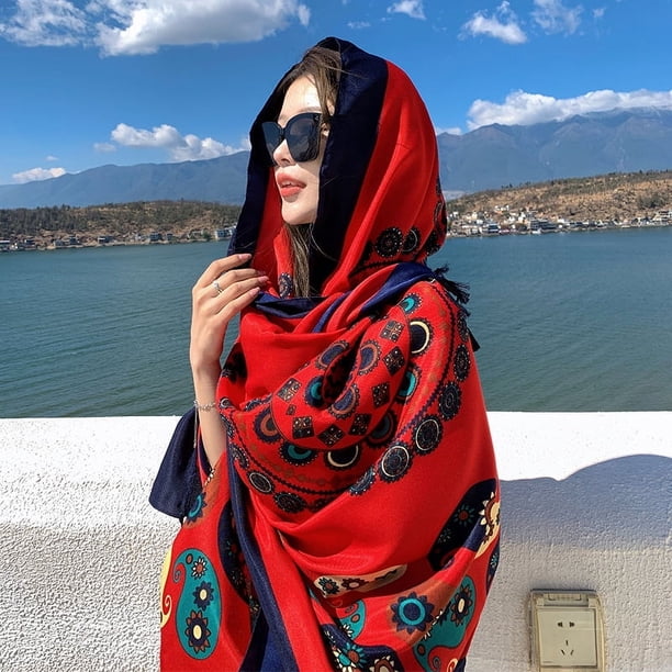 Nvzi Bufanda de moda Bufanda con estampado floral Bufandas ligeras Primavera Verano,A