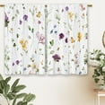 thumbnail image 6 of Colorful Floral Kitchen Curtains Watercolor Flower Wildflower Small Short Cafe Window Curtains Plant Leaves Botanical Country Bathroom Drapes Treatment Tier Curtains 2 Panels (27.5x39 Inch), 6 of 6