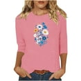 thumbnail image 2 of ATENAR Tops for Women,Womens Fall Tops,Breathable,Crew Neck,Printed,Pink,L, 2 of 6