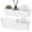 White, variant on Metal Storage Basket for Toilet Tank Top Bathroom Decor, Galvanized Tray with Handle for Shelves, Farmhouse Toilet Paper Holder Organizing Bin Box for Countertop Living Room, Set of 2, Black