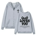 thumbnail image 6 of Jesus Hoodie for Men God Loves You Print Zip Up Christian Faith Sweatshirt Y2K Spring Fall Light Gray M, 6 of 6