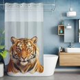 thumbnail image 6 of No Hook Shower Curtains with Detachable Snap-in Liner Set, Blue Tiger Waterproof Hotel Style Bathroom Shower Curtain, Funny Animals Modern Art Breathable Mesh Top Window Bath Curtains 36''x72'', 6 of 9