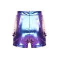 thumbnail image 4 of Zaldita Women's Metallic Shorts Yoga Shiny Sparkly Cutout with Metal Buckles Hot Short Pants Blue XL, 4 of 6