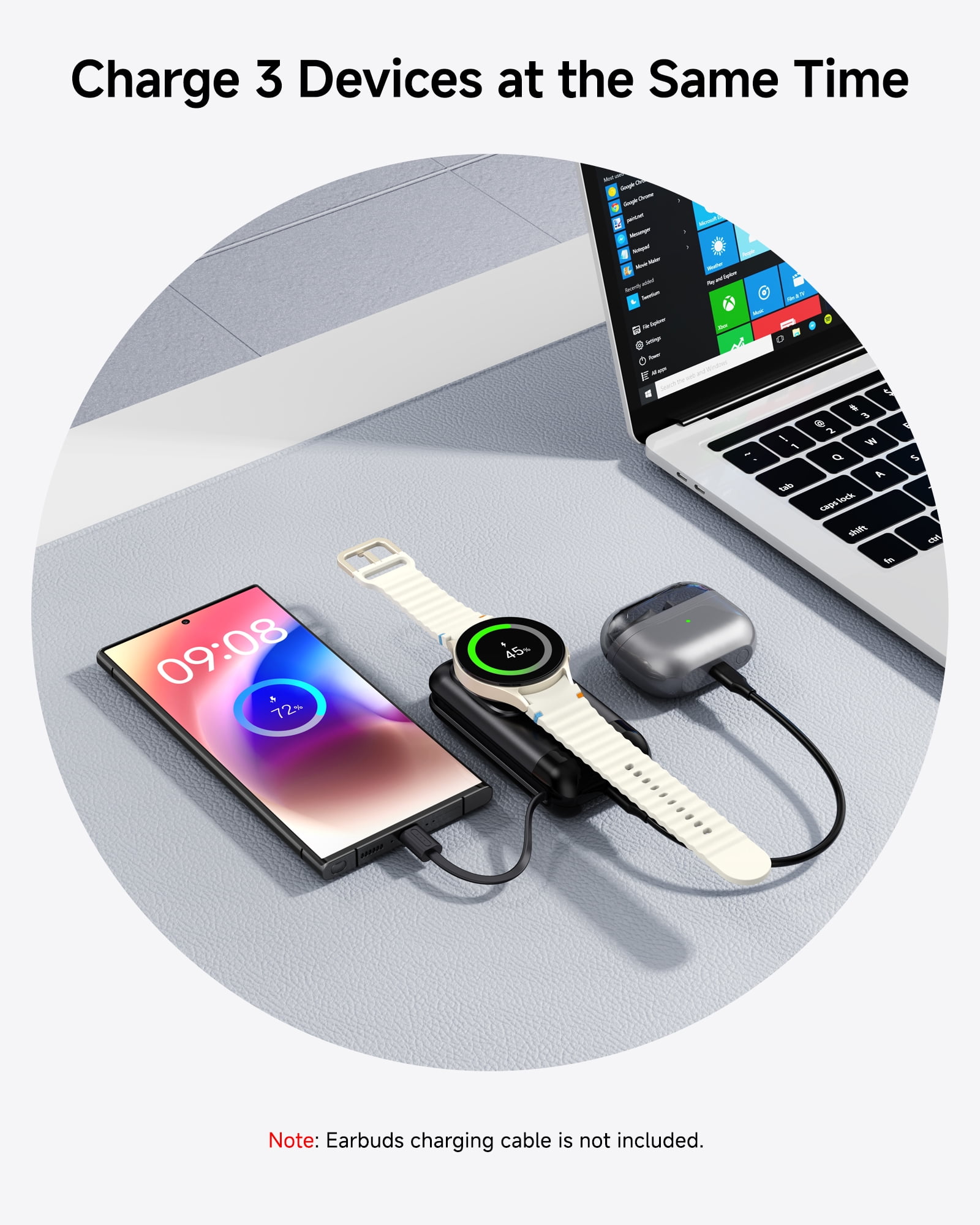 Samsung Watch Charger, 6000mAh Portable Galaxy Watch Charger for Samsung Watch 6/ 5/4/3, Samsung Watch and Phone Charger for Samsung S24/S23/S22