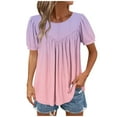 thumbnail image 2 of JMKQLZ Ladies' Spring And Summer Casual Solid Color Sleeve Round Neck Top Sleeve Round Neck Top/Shirt, 2 of 7