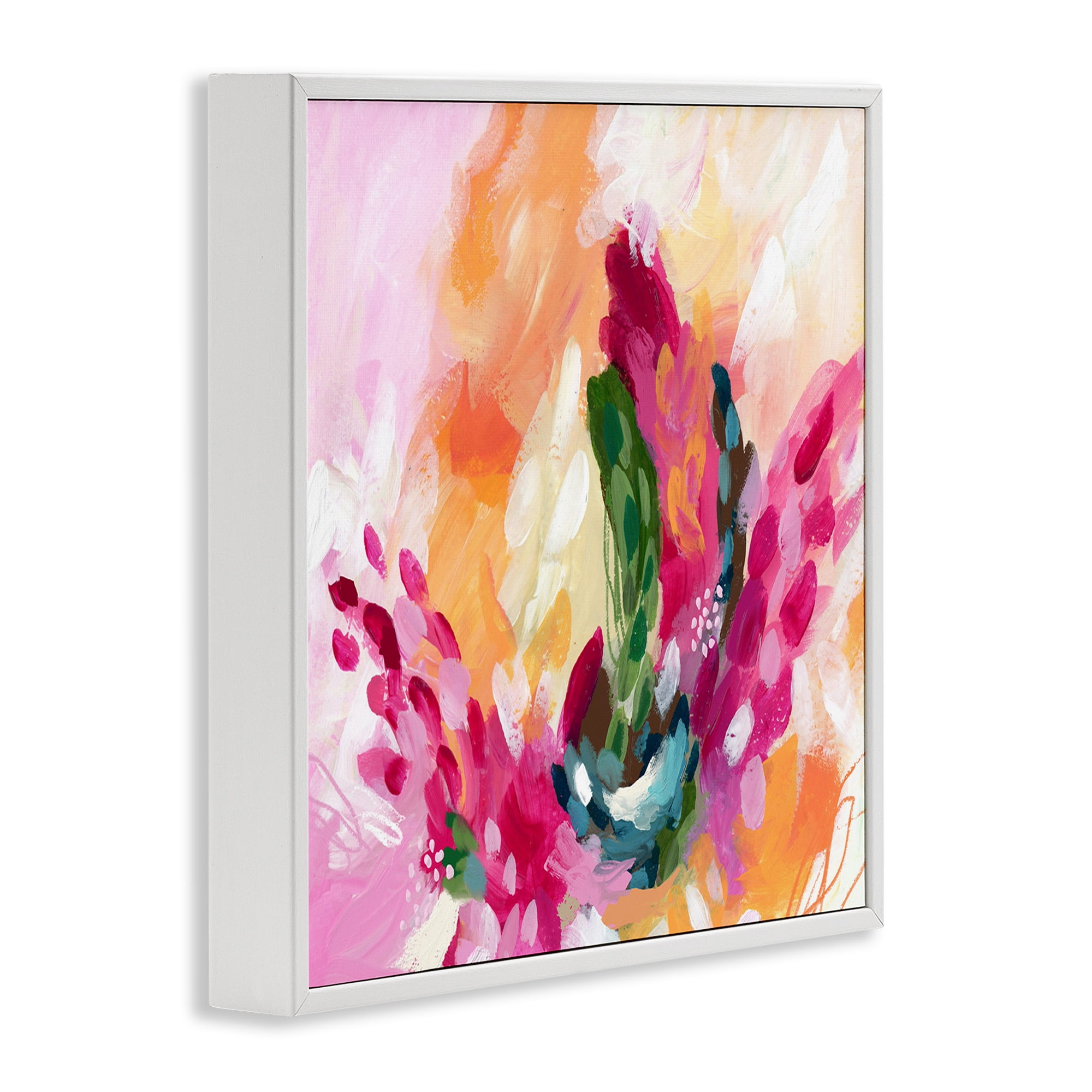 Stupell Industries Abstract Tropical Punch Abstract Painting White Framed Art Print Wall Art, 12 x 12