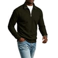 thumbnail image 2 of GrmtClth Mens Quarter Zip Pullover Polo Sweater Mock Neck Long Sleeve Lightweight Brushed Fleece Sweatshirts Army Green 2XL, 2 of 7