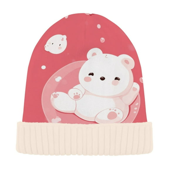 BZSMCE Winter Beanie Hats Casual Warm Cozy CapPlayful Polar Bubbles Pattern