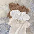 thumbnail image 5 of Sweet Crewneck Baby Girls Blouses Short Sleeve Cotton Tops Cute Doll Shirts For Infant Toddler Girls Summer Casual Wear,White,100, 5 of 6