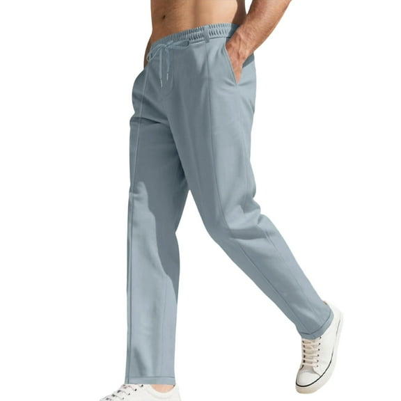 Men's Knit Sweatpants Lightweight Open Bottom Casual Pants Drawstring Jogger Yoga Pants with Pockets