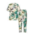 thumbnail image 3 of Womens Pajamas Set Loungewear Short Sleeve Top Pants Soft Sleepwear Pjs Sets, Retro Flowers Birds Watercolor, 3 of 6