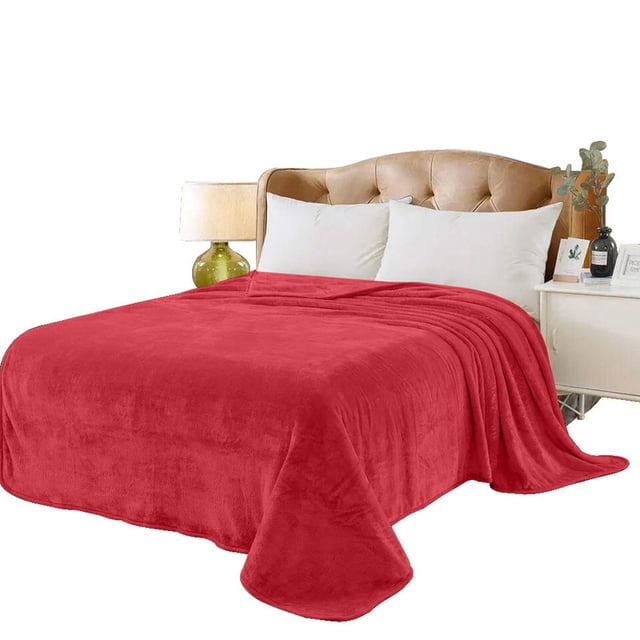 Cobertor Ligero Liso Matrimonial Hotelero Suave Y Calientito Rojo Melocotton Hogar