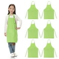 thumbnail image 1 of TOPTIE 6 Pack Kids Aprons with Pocket & Adjustable Strap, Child Chef Bib Apron for Kitchen Cooking Baking Painting-Green-M, 1 of 7