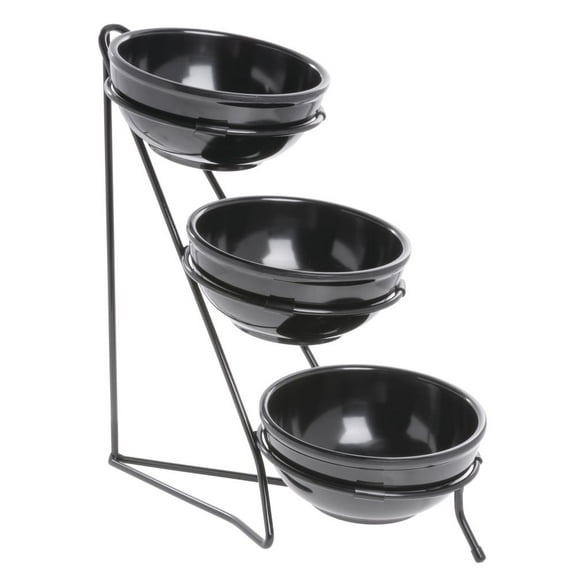 HUBERT® Small 3-Tier Black Bowls with Black Wire Display Stand - 8"L x 15"W x 19 1/2"H