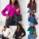 thumbnail image 4 of Women Autumn Casual Lapel Collar Long Sleeve Bottom Blouses Fashion Tops Shirt, 4 of 8