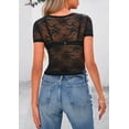 thumbnail image 2 of Blusa de Encaje Transparente Negra PRETTYGARDEN 2025 para Mujer Talla M, 2 of 8
