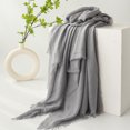 thumbnail image 3 of Spring And Summer Women's Cotton And Linen Scarf, Solid Color, Japanese And Korean Scarf, Sunscreen And Warm Shawl, Simple Retro Style, Edge Tassel, 100 * 190cm Silk Scarf Gray, 3 of 6