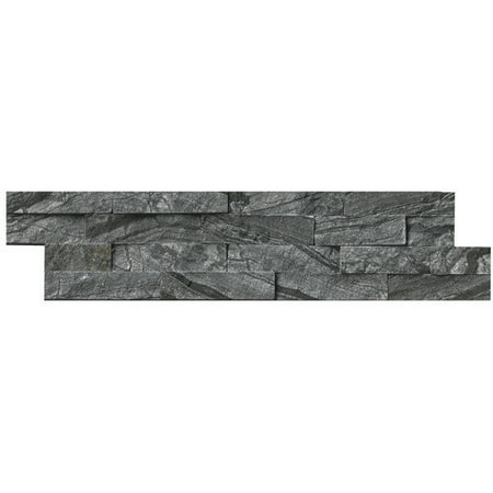 MSI Ledger Panel Splitface Marble Wall Tile Set Glacial Black 6quot; x 6quot;