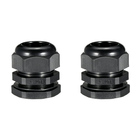 PG29 Cable Gland Waterproof Plastic Joint Adjustable Locknut Black for 16mm-25mm Dia Cable Wire 2Pcs