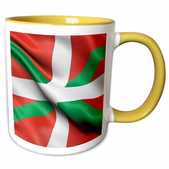 3drose, Flag of Basque Country Waving in the Wind, 15oz Two-tone Yellow Mug