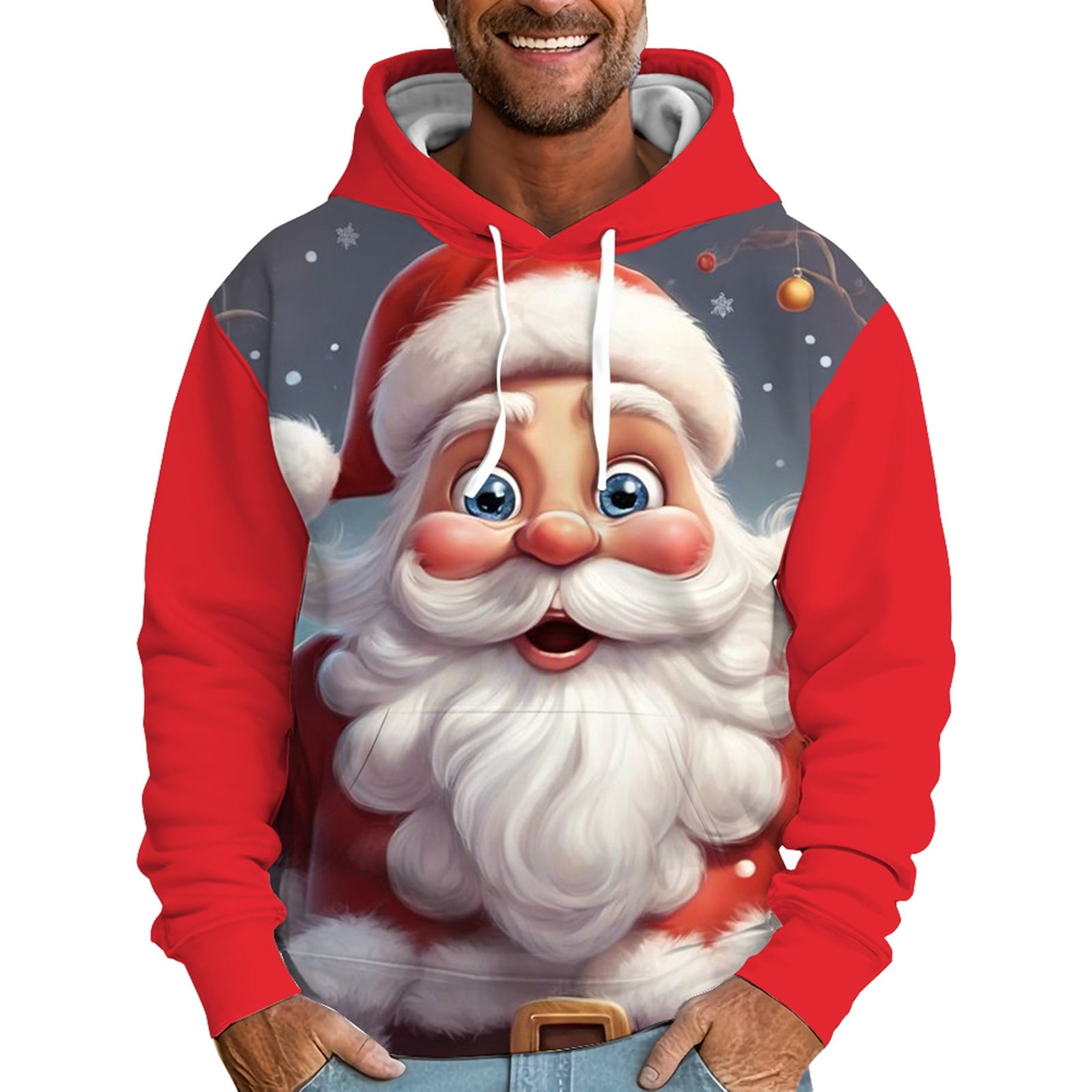 Générique Sweat à Capuche Homme Noël Sweatshirt Chaud Avec