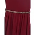 thumbnail image 5 of iEFiEL Kids Girls Jumpsuit Romper Maxi Dress with Rhinestone Belt for Pageant Birthday Party Burgundy 6, 5 of 7