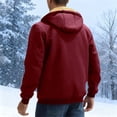 thumbnail image 4 of YOIAVAIOY Men Sherpa Lined Hoodies Full Zip Fleece Hooded Sweatshirt Thick Thermal Outdoor Jacket with Zipper Pockets Red S, 4 of 10