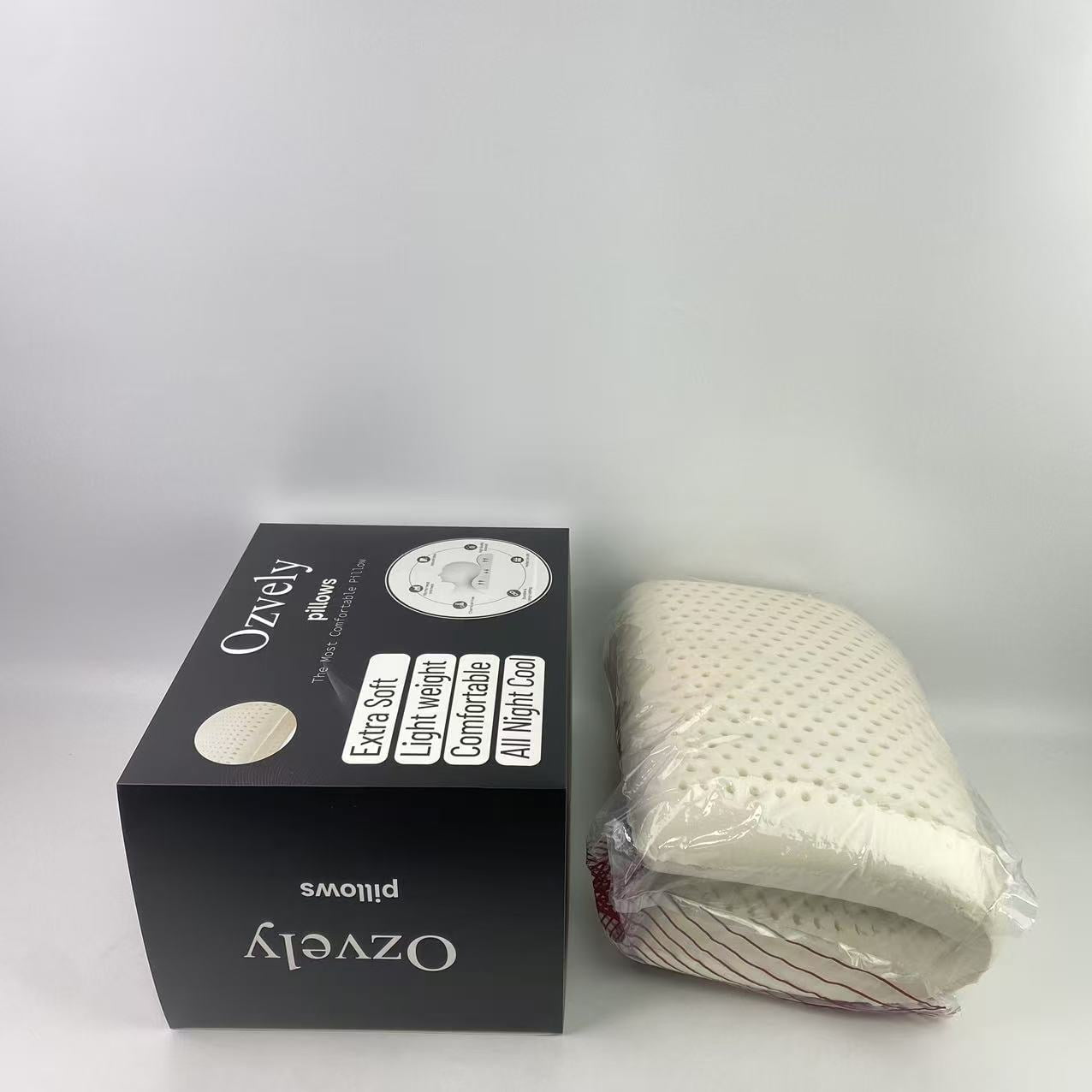Ozvely pillows,Latex Pillow, Natural Cooling Latex, Medium Firm, Ergonomic Support for Side, Back & Stomach Sleepers. Breatthable Comfort. 24 × 16 inches