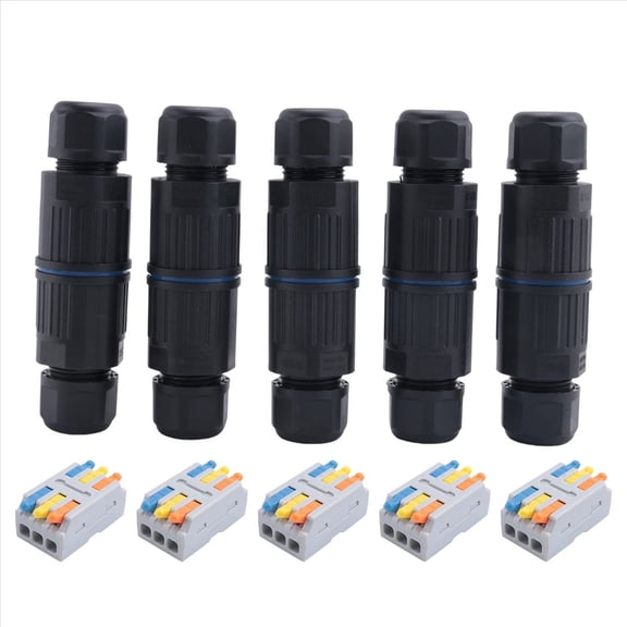 5PCS IP68 Waterproof Junction Box, Outdoor Electrical Cable Connector for 3.5-10mm Wire Range(AC 250V, 16A) 4 Pin