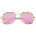 thumbnail image 1 of sunglassLA Unisex Small Full Metal Color Mirror Teardrop Flat Lens Aviator Sunglasses (Gold / Pink Mirror) - 56mm, 1 of 4