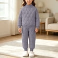 thumbnail image 6 of Taqqpue Toddler Girls Solid Color Sweatshirt Casual Pants Set 0-10T | Long Sleeve Crewneck Pullover Tops + Joggers,Girls Sweatsuits, Cute 2Pcs Infant Fall Winter Keep Warm Fleece Outfits for Kids, 6 of 10