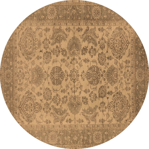 Ahgly Company Indoor Round Oriental Brown Industrial Area Rugs, 4' Round