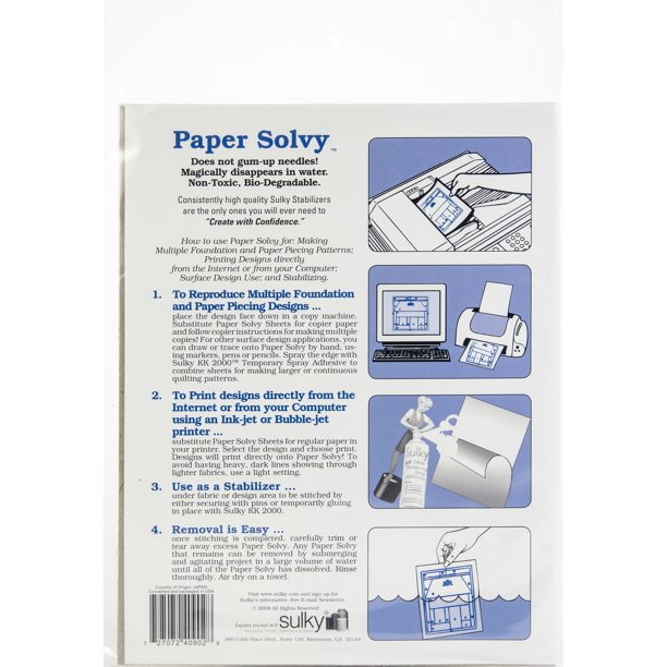 Sulky Paper Solvy WaterSoluble Stabilizer 12 count, Multipack of 6