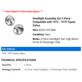 thumbnail image 2 of Headlight Assembly Set 2 Piece - Compatible with 1972 - 1979 Toyota Celica 1973 1974 1975 1976 1977 1978, 2 of 2