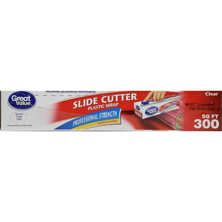 (2 pack) (2 Pack) Great Value Slide Cutter Plastic Wrap, Clear, 300 sq ft