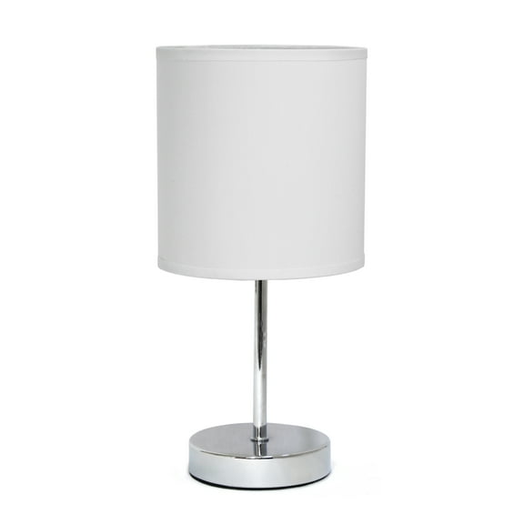 Simple Designs Chrome Mini Basic Table Lamp with Fabric Shade