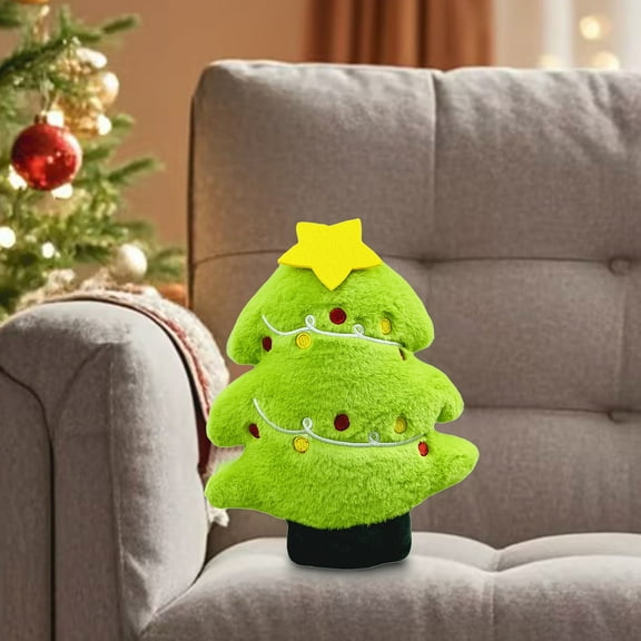 11" Huggable Plush Christmas Tree with Ornaments - Soft Stuffed Holiday Decor & Nursery Pillow for Kids 12M Green