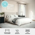 thumbnail image 3 of Martha Stewart Kay Queen Upholstered Platform Bed with Channel Stitched Wingback Headboard and Cushioned Siderails, Wood Slat Foundation, No Box Spring Needed, Beige, 3 of 11