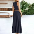 thumbnail image 2 of Womens Two Piece Skirt Set Casual Ribbed Knit Crew Neck Short Sleeve Slim Fit Cropped Tops and Swing Midi Skirts Sets, 2 of 4