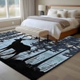 thumbnail image 5 of 5x7 Washable Area Rug, Black Elk Non-Slip Large Rectangle Rug for Living Room Bedroom, Navy White Wood Grain Forest Mountain Animal Indoor Floor Mat for Home Decor, 5 of 9
