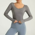 thumbnail image 2 of ZQUUVOU Women's Athletic Workout Tops Long Sleeve Round Neck Moisture Wicking Stretchy Shirts for Yoga Gym Gray, 2 of 9