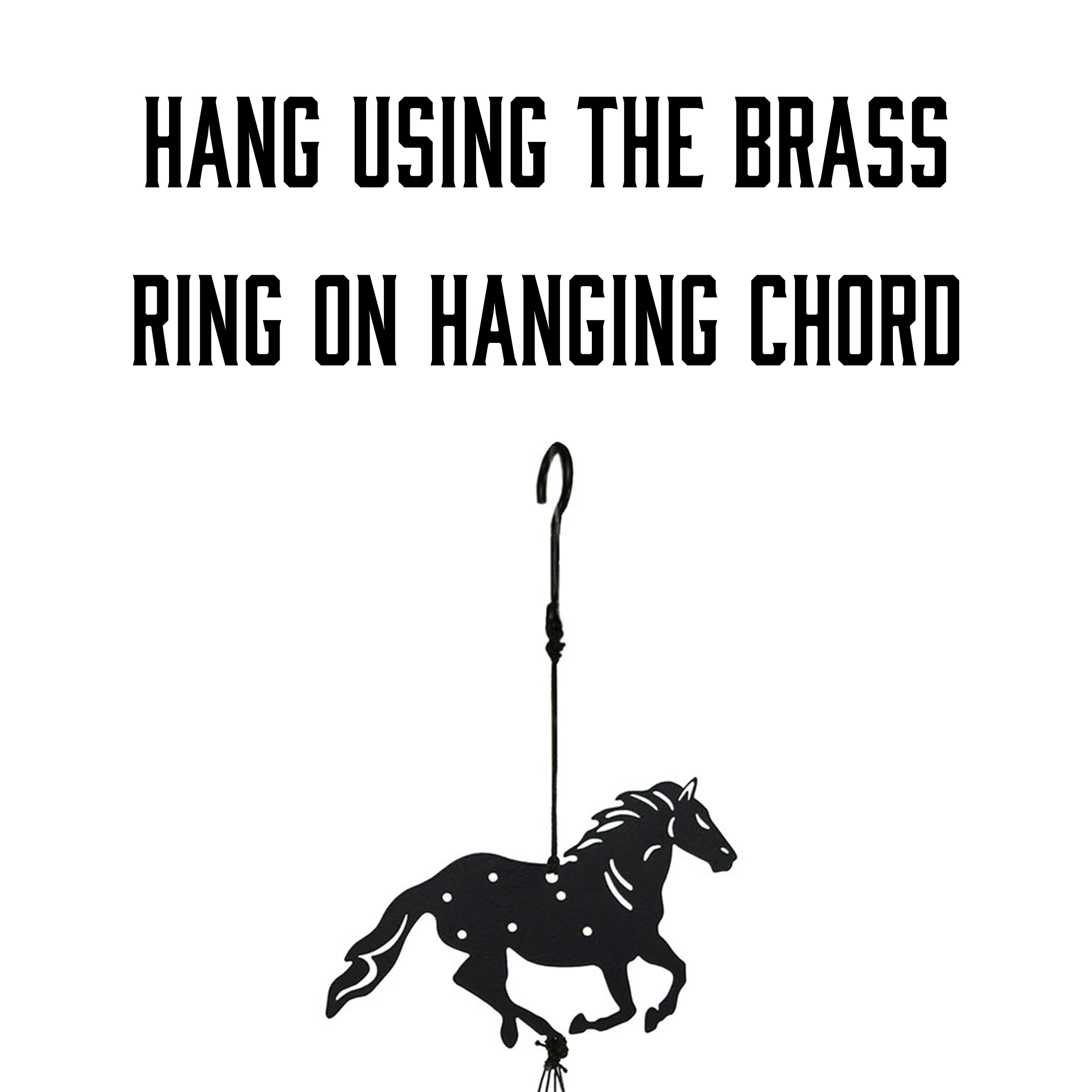 Rivers Edge Products Rivers Edge Products 40" Brass Wind Chime for Outside - Weather-Resistant Soothing Metal Wind Bell - Western Animal Outdoor Decor for Patio, Garden, Porch, Cabin - Horse Black