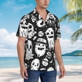 thumbnail image 5 of Daiia Black White Spooky Ghosts Hawaiian Shirt for Men Gentle Cotton Regular Short Sleeve Casual-Small, 5 of 9