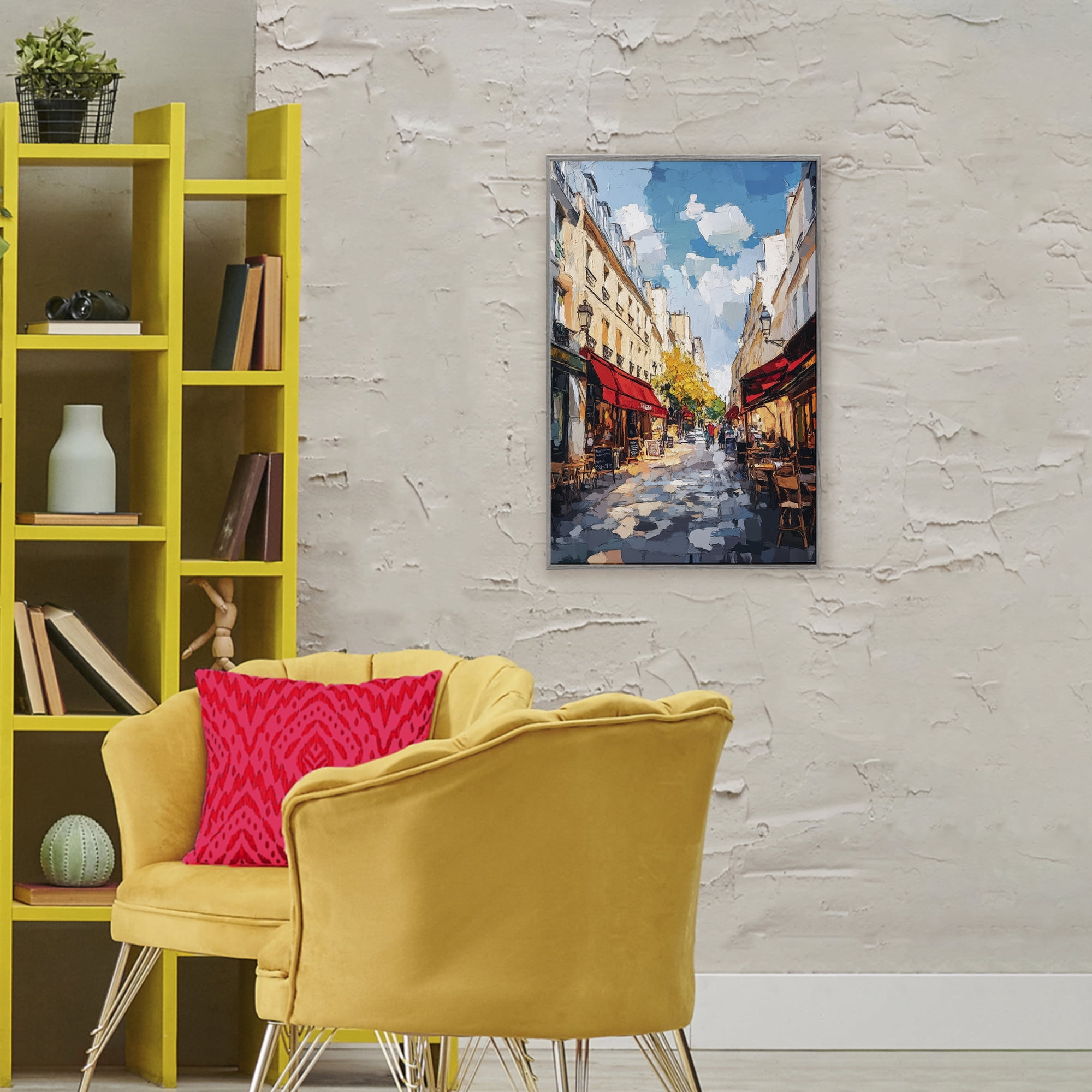 Stupell Industries Charming Paris Street Scene Gray Framed Giclee Art, design by Petal Prints Design