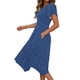 thumbnail image 2 of Mujeres Manga Corta Tops Casual Cuello Redondo Vestido de Impresión Irregularmente Falda Vestido de Manga Corta para Mujeres, 2 of 6