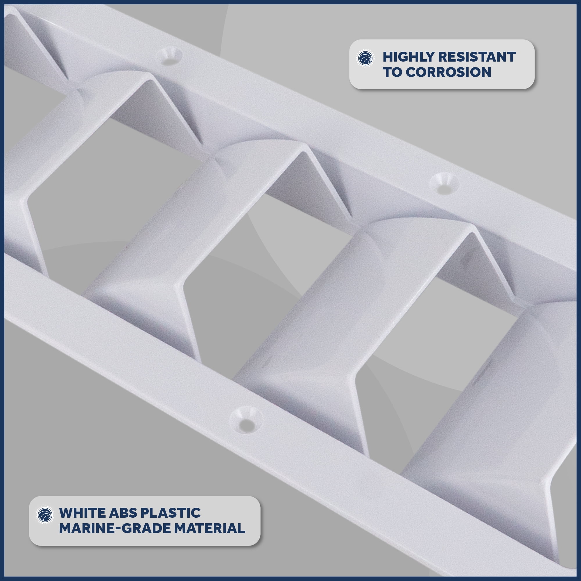 Five Oceans 5-Slotted Louvered Ventilators, 13-1/4-Inch x 4-3/4-Inch, White ABS Plastic, 2 Pack - FO106-M2