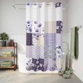 thumbnail image 6 of No Hook Shower Curtain, Spring Floral Shower Curtains for Bathroom with See Through Top Window, Dark Purple Flowers Patchwork Grid Bohemia Waterproof & Washable Bath Curtain Narrow 54"x78", 6 of 9